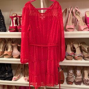 Speechless Vibrant Red Long Sleeve Dress